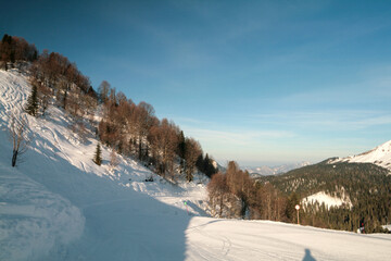 Trails of the Rosa Khutor ski resort, Sochi, Russia.