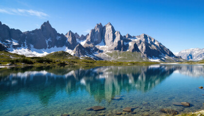 Majestic Mountain Lake Reflection: A Serene Landscape