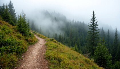 Misty Mountain Trail: A Serene Hike Through the Foggy Forest