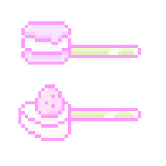 ピクセルアートなケーキとマカロンのヘアピン♪PNG