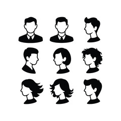 People avatars in circles Simple Man Head Icon Set icon set, icon symbol, human body part, client, cut out, females, horizontal, internet, occupation, user, women, african ethnicity, asian and indian 