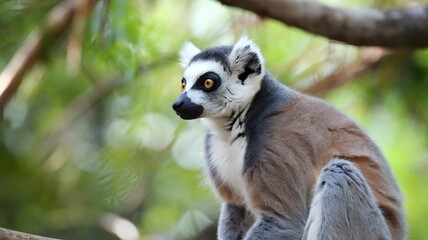 Fototapeta premium Ring-Tailed Lemur with Distinctive Black and White Markings