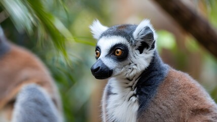 Obraz premium Ring-tailed lemur captured in a close-up view