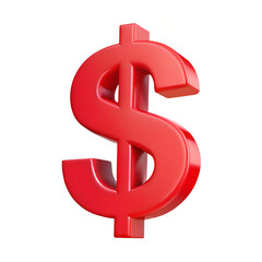 Obraz premium A red dollar sign design element on a transparent background, 3D style 