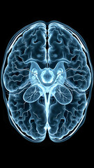 Cross-Sectional 3D X-ray of the Human Brain Showing Neural Pathways
