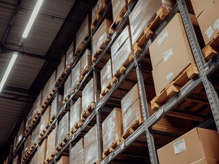 High-density warehouse storage shelves.