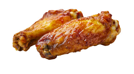 Chicken wings fried in deep oil, fast food, with a delicious and crispy skin. Two chicken wings with very tender white meat, juicy and meaty food.