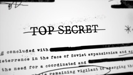 Government top secret document is crossed out marking it declassified for public. Classified material and sensitive information is available for view after declassification. Strike through file title - Powered by Adobe