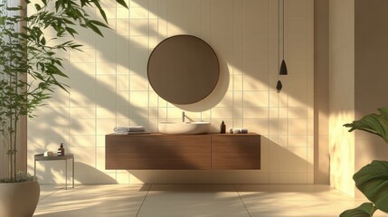 Modern Bathroom Interior with Natural Light and Minimalist Design