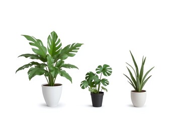 Obraz premium three potted plants on a white background