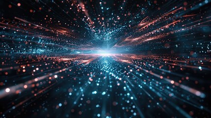 Naklejka premium Abstract AI-generated video background with waves, flashes, shine. Wave of dots and weave lines. Network connection structure.