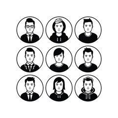 User icon vector set. Profile and people silhouette collection. avatars in circles User or Avatar Icon Set Vector Design.
 User Icon Flat Isolated on White Background. User Symbol. Vector Illustration