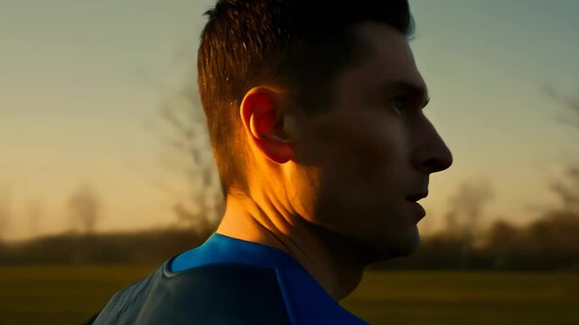 A video shows a sunset road with a runner and a contemplative walker