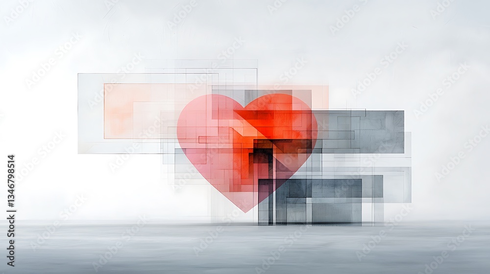 Aufkleber abstract heart design with geometric shapes