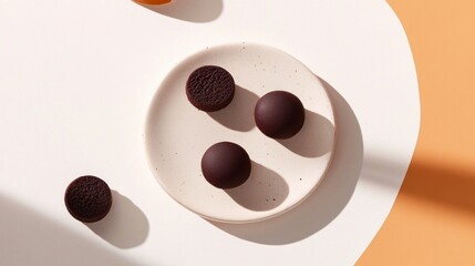 Obraz premium Exquisite Praline Chocolates. Handcrafted Gourmet Confections with Marshmallows and Mousse in a Minimalist Design.