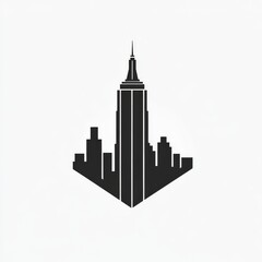Fototapeta premium Architectural Arrow: Minimalist Cityscape Silhouette Illustration on White Background. 