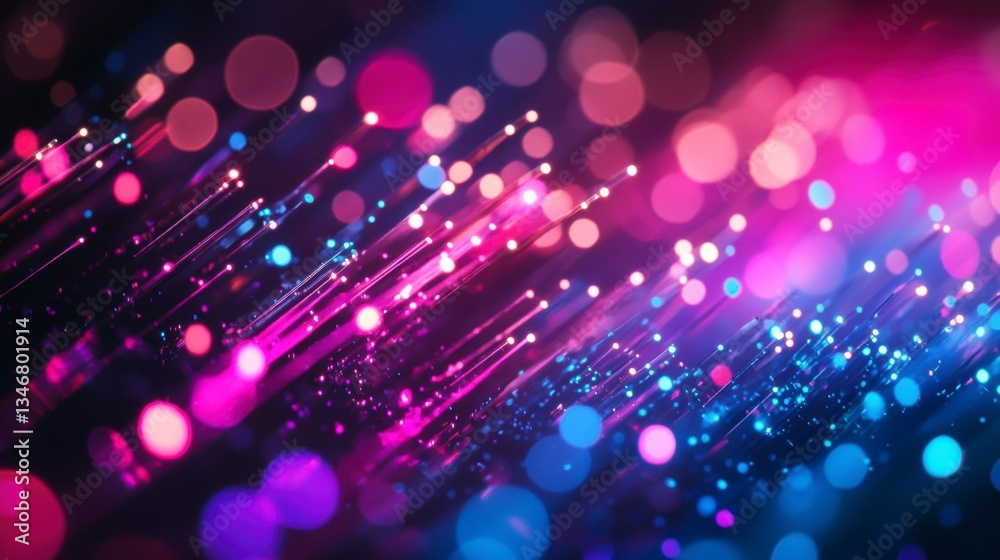 Poster abstract colorful light streaks, vibrant bokeh effect