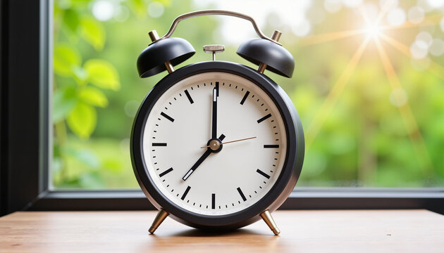 Clock adjusting for daylight saving time with natural light, time change