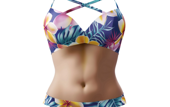 Coastal Couture: The Art of Stylish Swimwear Design for Women on white background