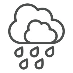 Rainy cloud line icon, insurance event concept. Vector graphics. Downpour rain, flooding sign on white background, outline style icon for mobile or web design.