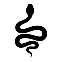 Fototapeta premium Minimalist Snake Silhouette Tattoo Design – Black Vector Icon