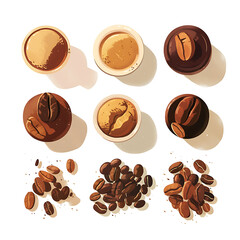 Fototapeta premium Coffee and accessories concept illustrations for wallpaper or advertising