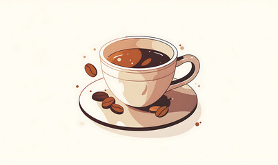 Obraz premium Coffee and accessories concept illustrations for wallpaper or advertising