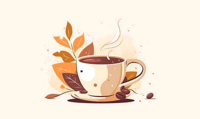 Obraz premium Coffee and accessories concept illustrations for wallpaper or advertising