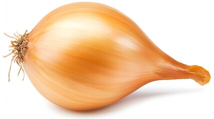 Fresh Organic Onion with Smooth Skin and Natural Color Isolated on White Background