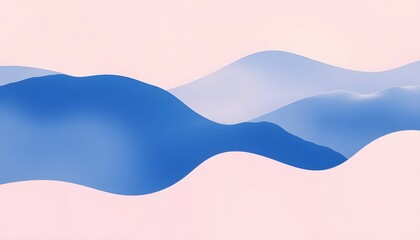 Abstract Blue Wave Landscape
