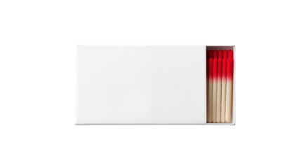 Red and White Matches in a Box Striking Graphic Design for Packaging Branding and Advertising on white and transparent Background	
