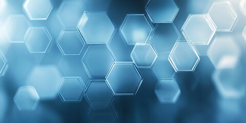 Fototapeta premium Abstract hexagonal patterns create a futuristic blue background with depth and texture in modern design