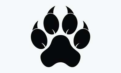 Bobcat paw print silhouette, black animal track icon © Silhouettify