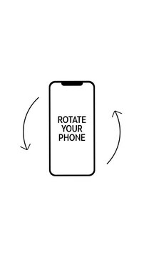 Rotate Your Phone to Landscape orientation. Rotate Your Device from Vertical to Horizontal. Black Outline Icon Animation on White Background for Social Media. Vertical Video	