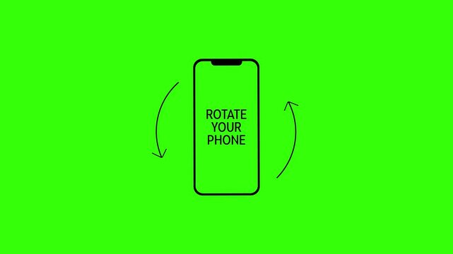 Rotate Your Device from Vertical to Horizontal. Rotate Your Phone to Landscape orientation. Rotate Your Device from Vertical to Horizontal Animation on Green Screen for Social Media.	