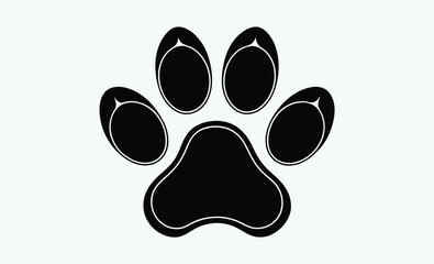 Bobcat paw print silhouette, black animal track icon