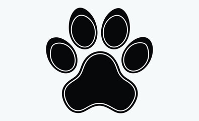 Bobcat paw print silhouette, black animal track icon