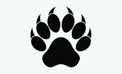 Bobcat paw print silhouette, black animal track icon © Silhouettify