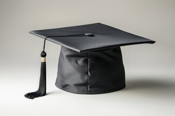 A black graduation cap is displayed on a simple white background