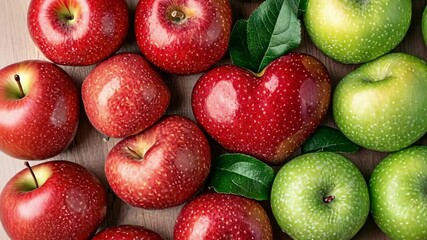 Heart-shaped red apple among fresh red and green apples Apple Gifting Day