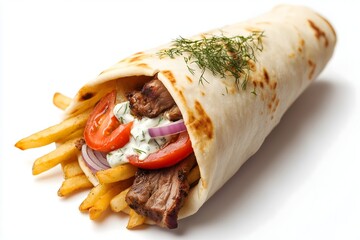A gyros isolated on a white background