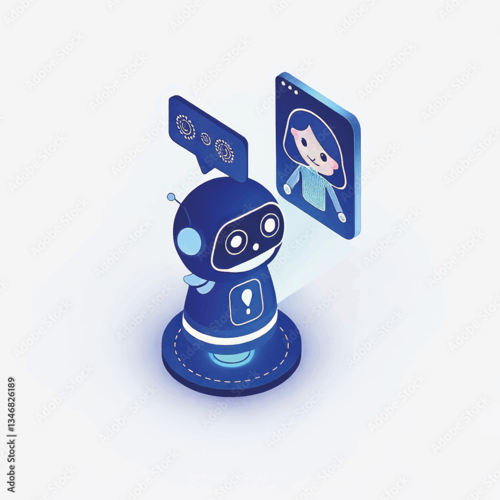 Poster friendly robot interacting with a user on a digital screen
