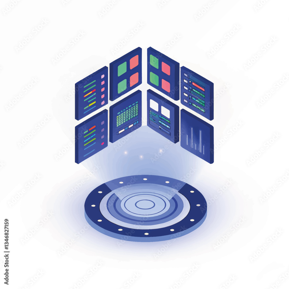 Poster Digital data visualization interface with interactive graphs and charts  