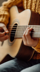 Fototapeta premium dedicated musician practicing guitar, showcasing passion and skill