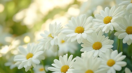 Obraz premium White daisies in the garden. Shallow depth of field.