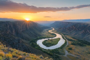 Sunset River Canyon Panorama.