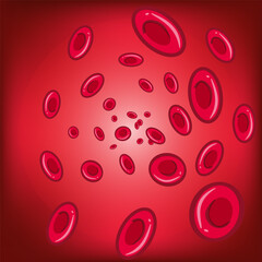 Movement of red blood cells in an artery. Scientific 3D illustration