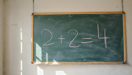 Fototapeta premium Simple math equation on a chalkboard