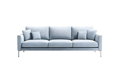 Fototapeta premium Light Blue Sofa with Cushions in Minimalist Living Room Setting