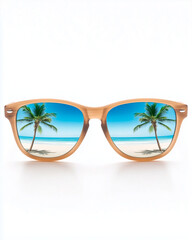 Sunglasses Reflecting Tropical Beach Scene
